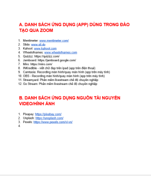 Danh sách ứng dụng & dụng cụ thiết bị